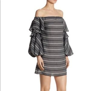 NWT Black & White Tiered off shoulder Dress